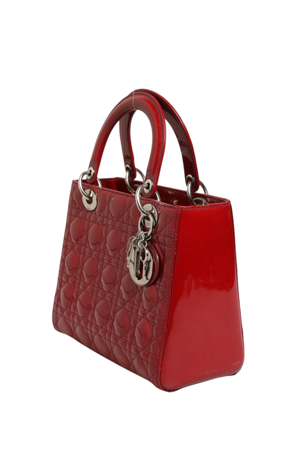 Christian Dior Cherry Red Patent Leather Cannage Quilting Small Lady Dior Bag Christian Dior