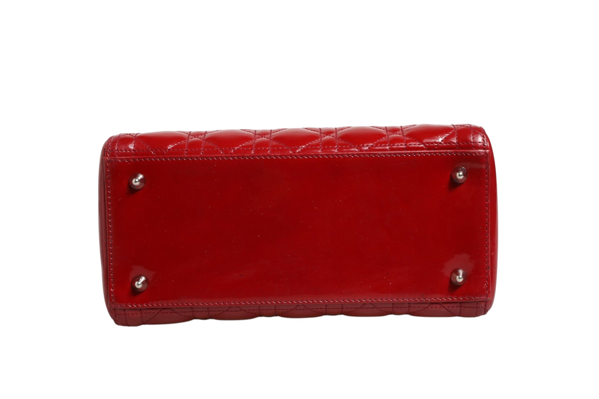 Christian Dior Cherry Red Patent Leather Cannage Quilting Small Lady Dior Bag Christian Dior