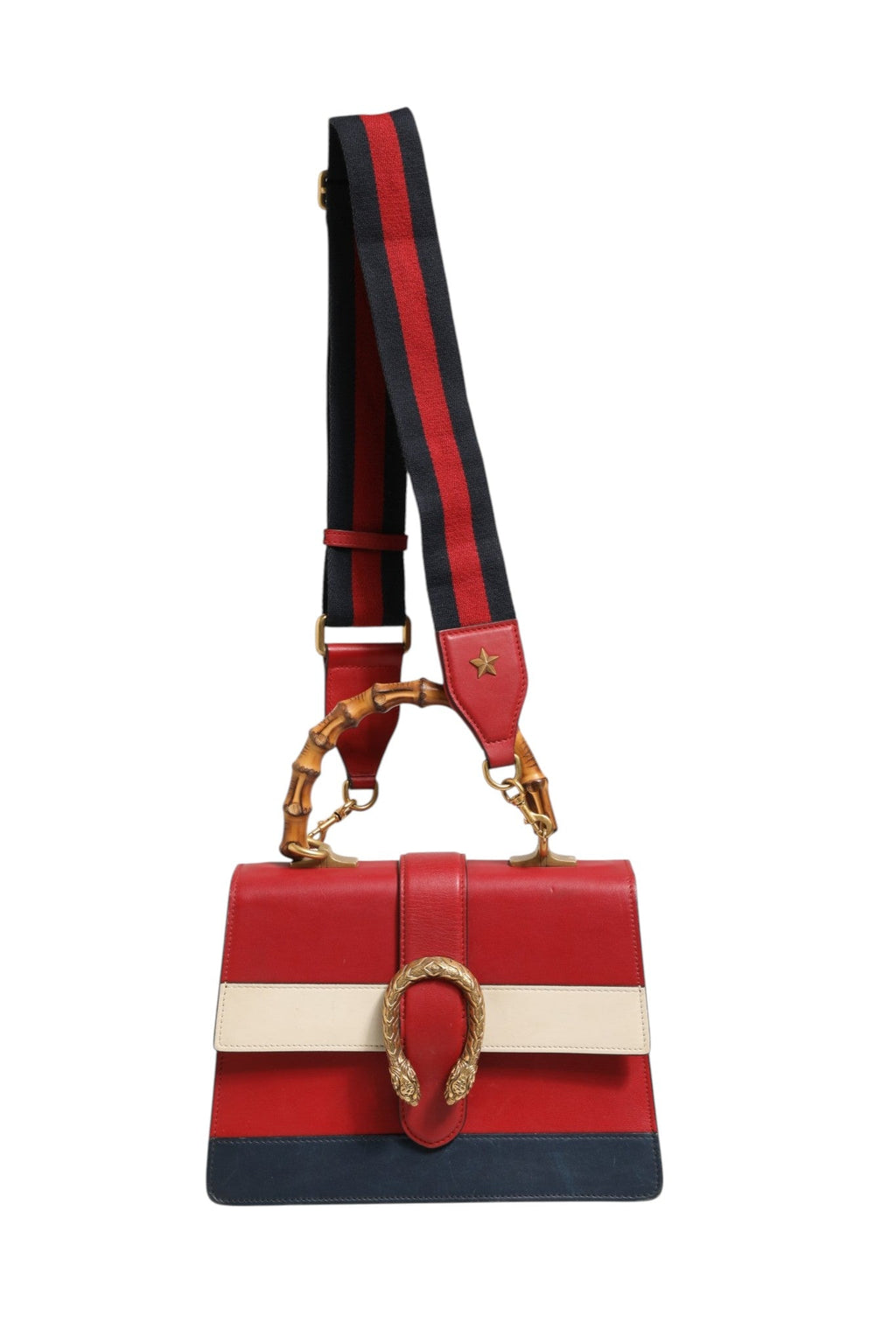 Gucci Dionysus Bamboo Medium Top Handle Bag White Blue Red Gucci