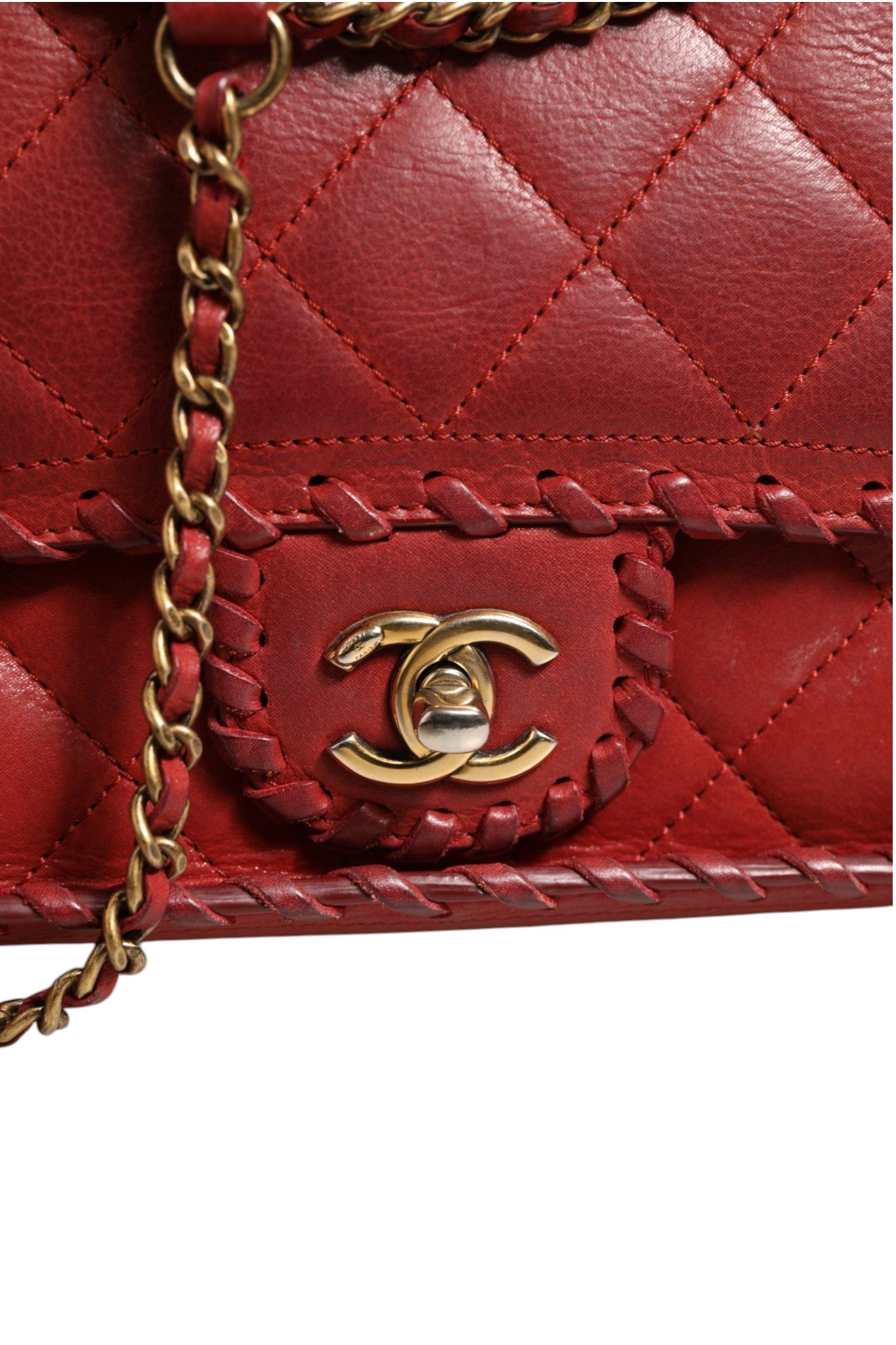 Chanel Mini Flap Bag Lambskin Braided Calfskin Gold Tone Metal Chanel