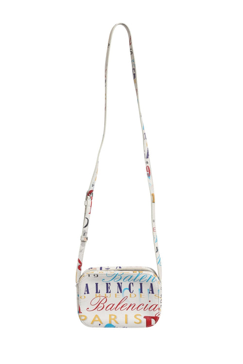Balenciaga White Graffiti Print Leather Mini City Handbag Balenciaga