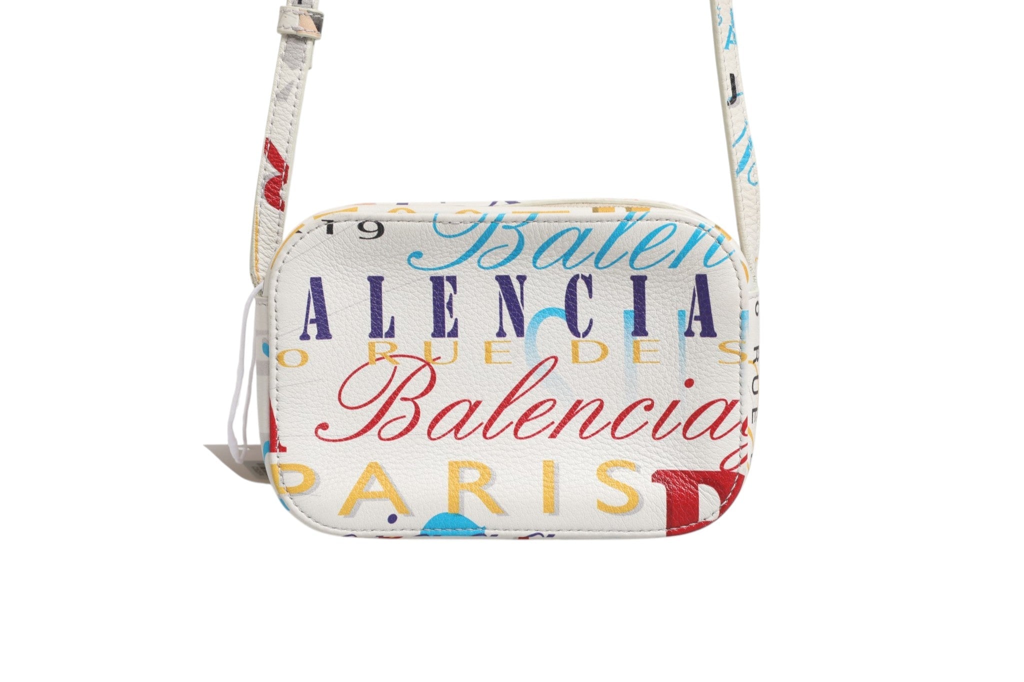 Balenciaga White Graffiti Print Leather Mini City Handbag Balenciaga