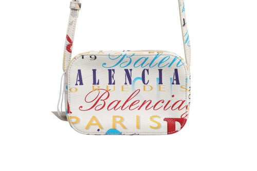 Balenciaga White Graffiti Print Leather Mini City Handbag Balenciaga