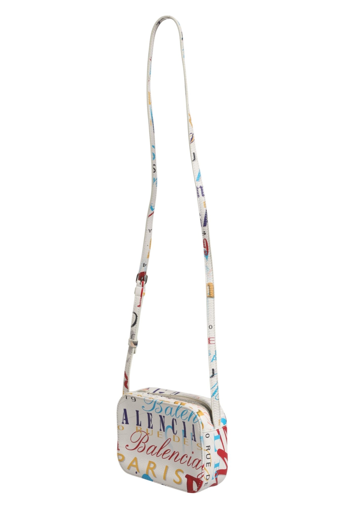 Balenciaga White Graffiti Print Leather Mini City Handbag Balenciaga