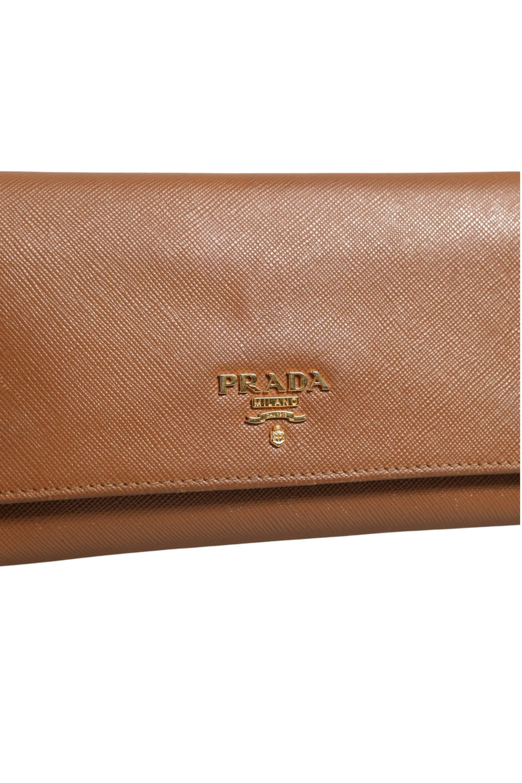 Prada Brown and Gold Wallet Strap Prada
