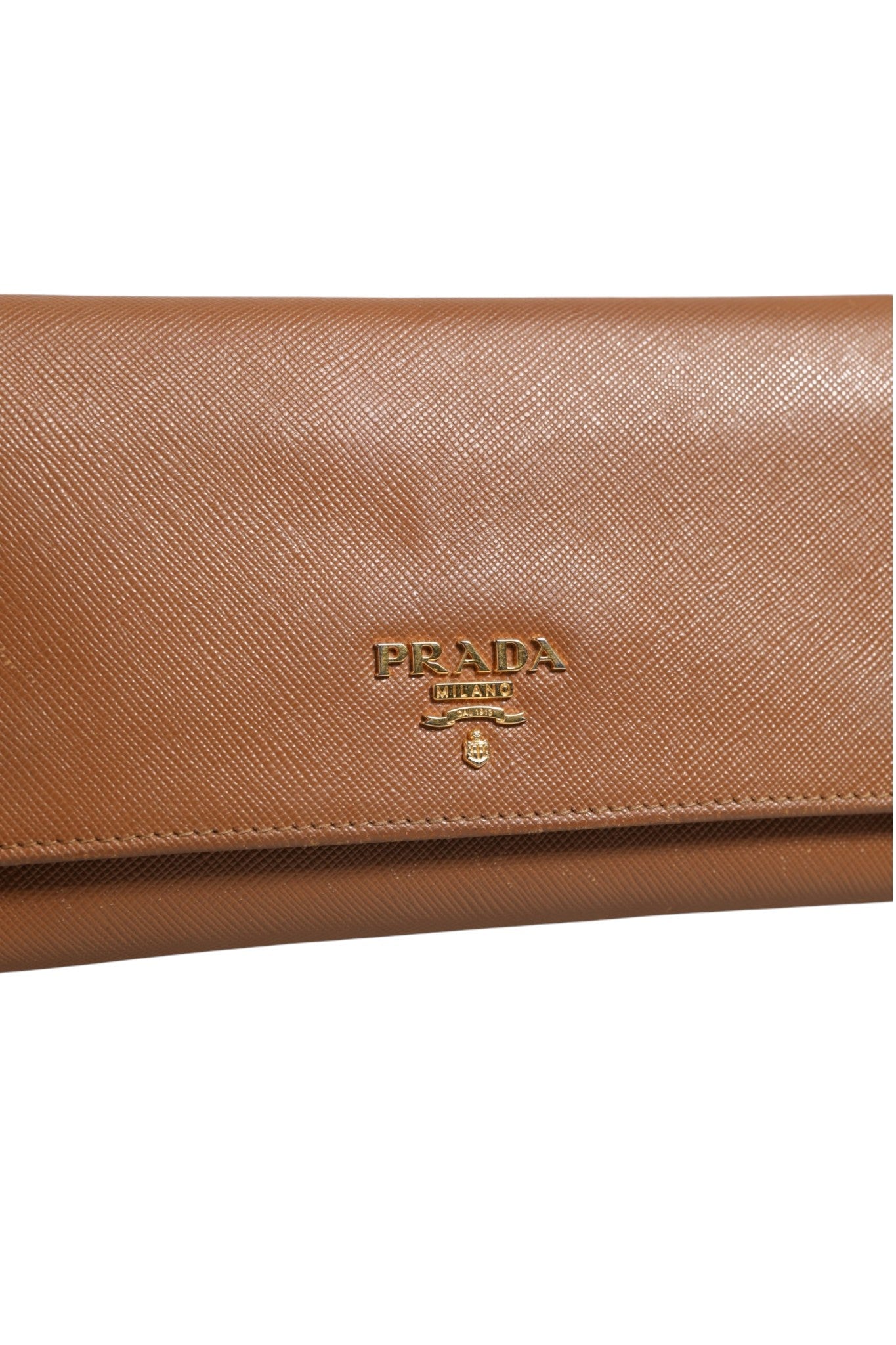 Prada Brown and Gold Wallet Strap Prada