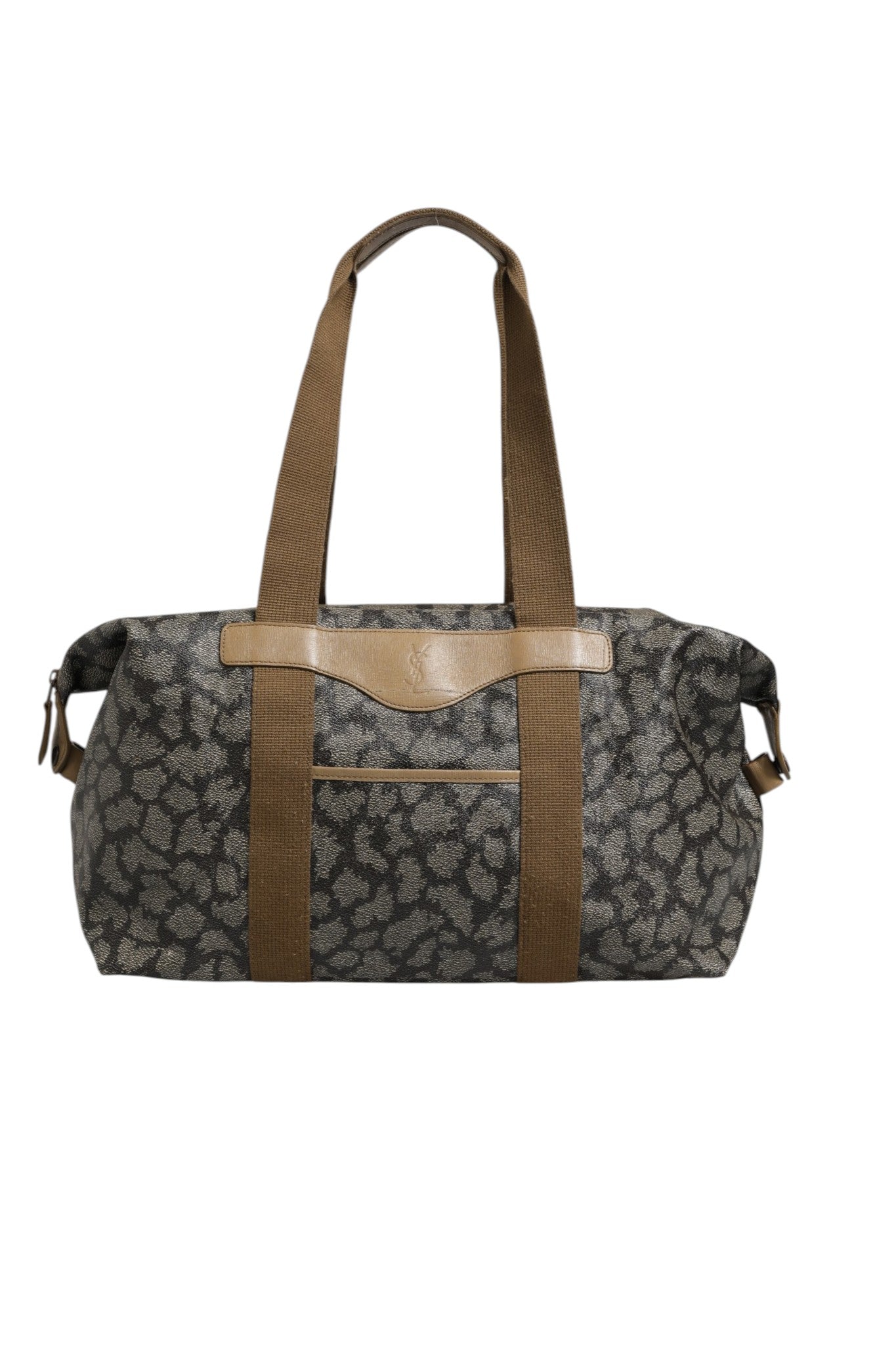 Saint Laurent Green and Brown Pattern Canvas Duffel Bag Saint Laurent