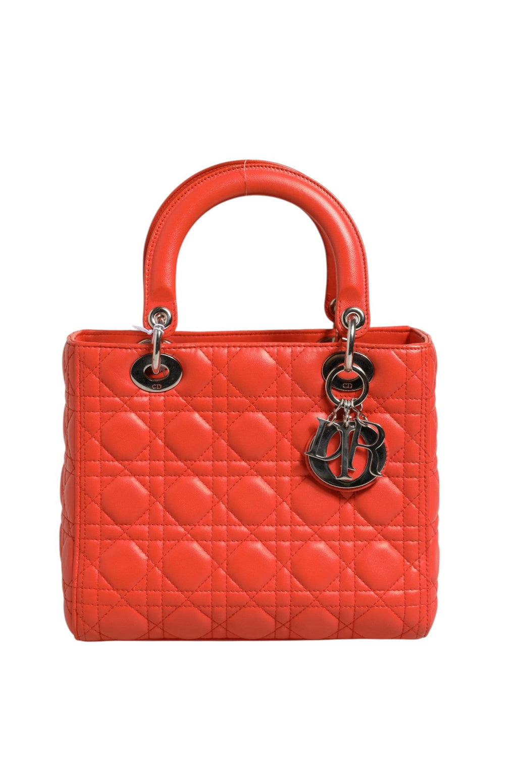Christian Dior Orange Cannage Lambskin Leather Lady Dior Bag Christian Dior