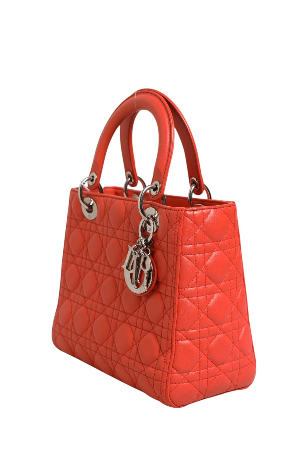Christian Dior Orange Cannage Lambskin Leather Lady Dior Bag Christian Dior
