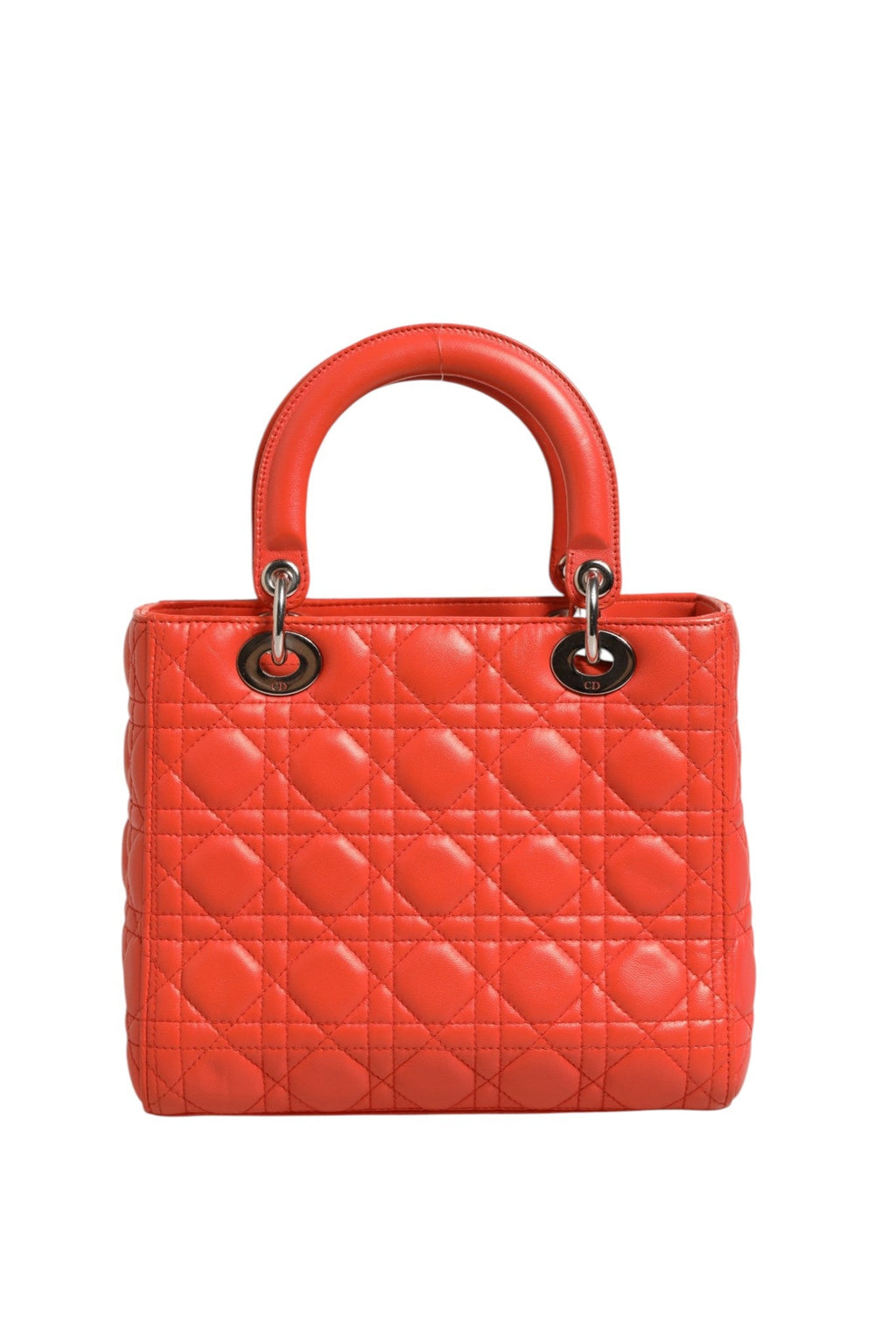 Christian Dior Orange Cannage Lambskin Leather Lady Dior Bag Christian Dior