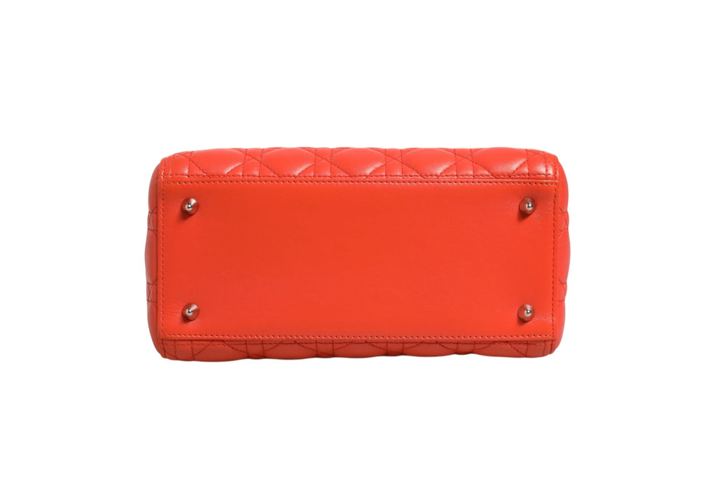Christian Dior Orange Cannage Lambskin Leather Lady Dior Bag Christian Dior