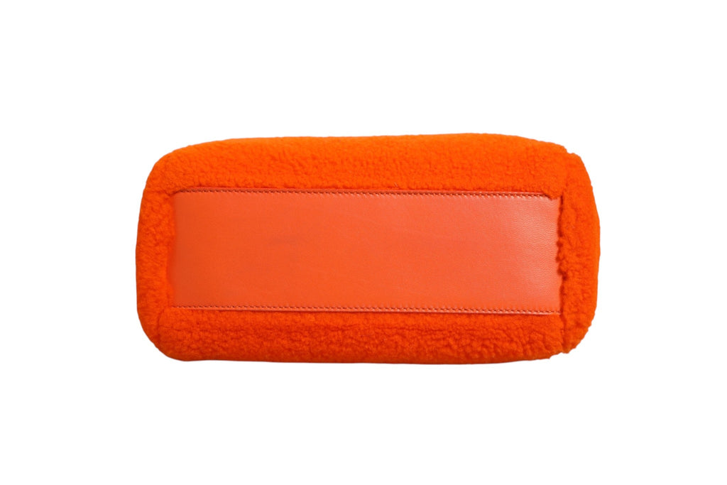 Fendi Orange Leather and Shearling Mini Peekaboo Top Handle Bag Fendi