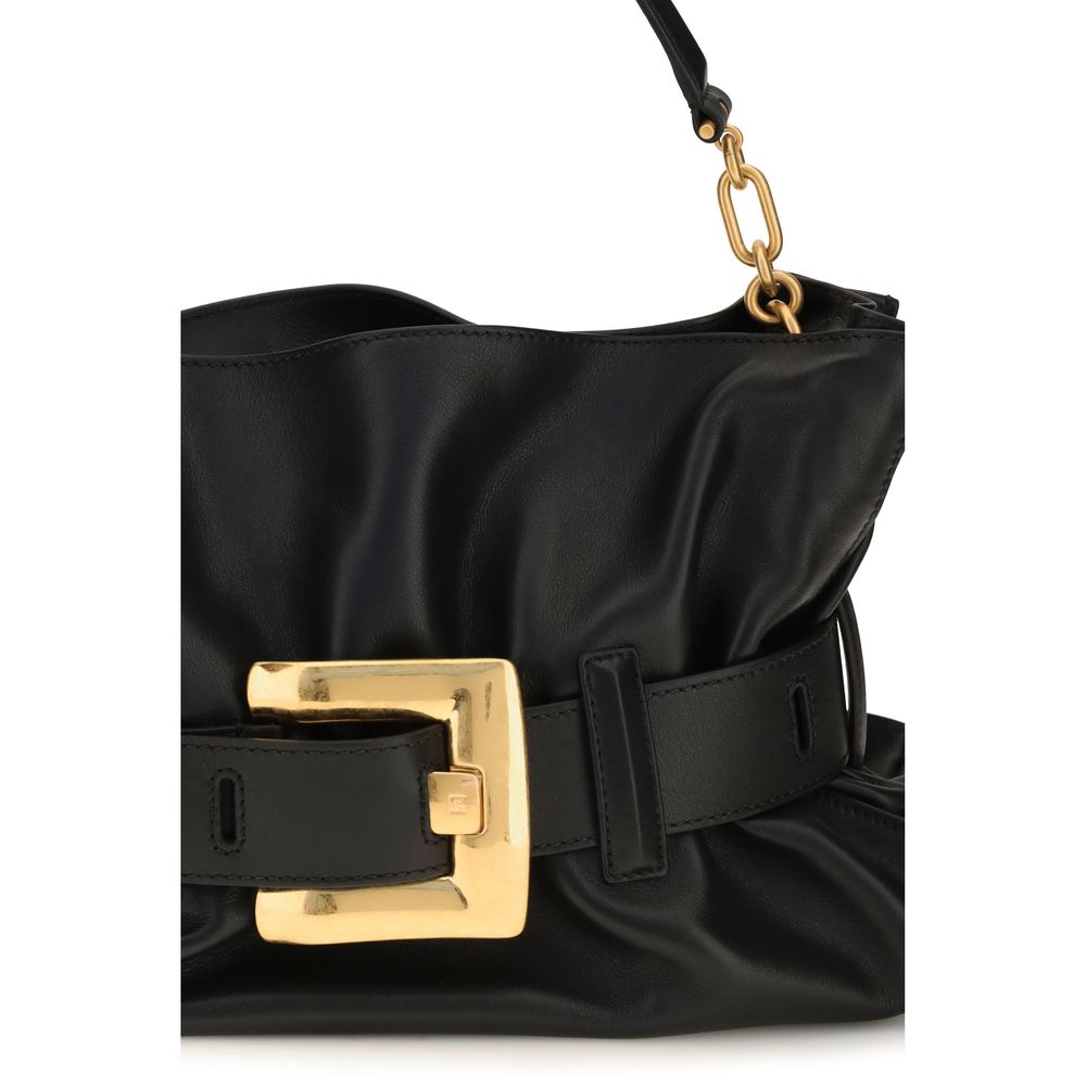Balmain Black Calf Leather Bos Taurus Shoulder Bag Balmain