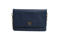 Prada Blue Saffiano Leather Wallet on Chain Clutch Bag Prada