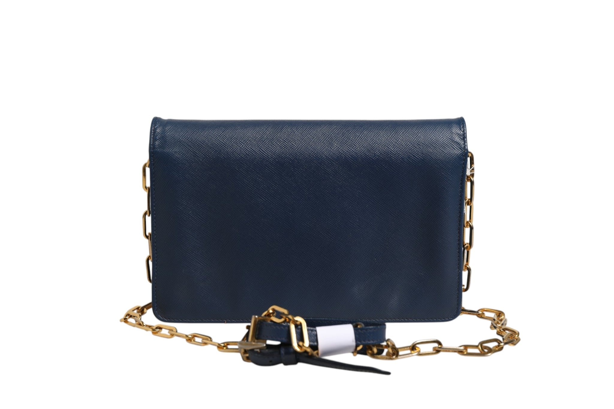 Prada Blue Saffiano Leather Wallet on Chain Clutch Bag Prada