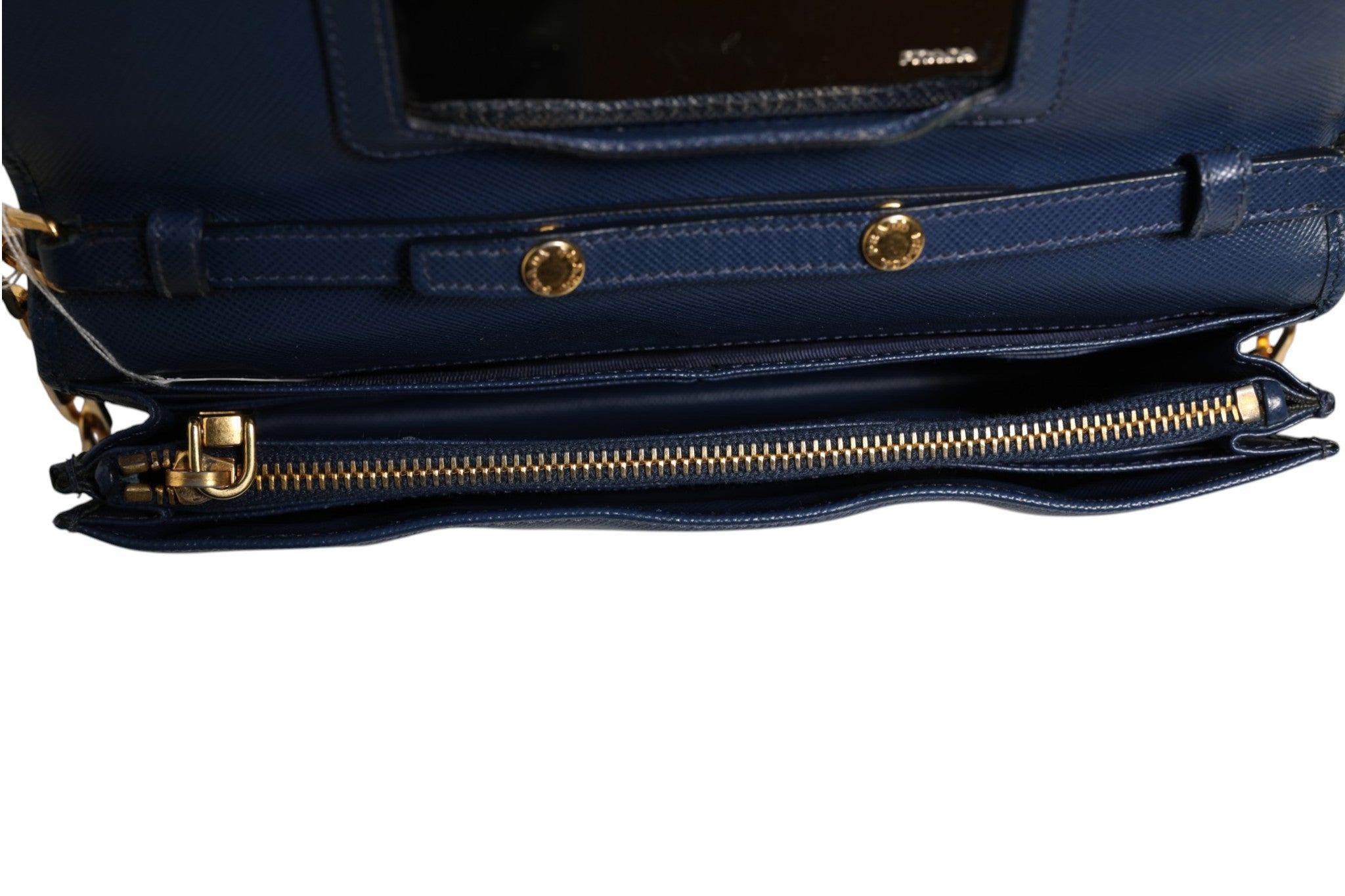 Prada Blue Saffiano Leather Wallet on Chain Clutch Bag Prada