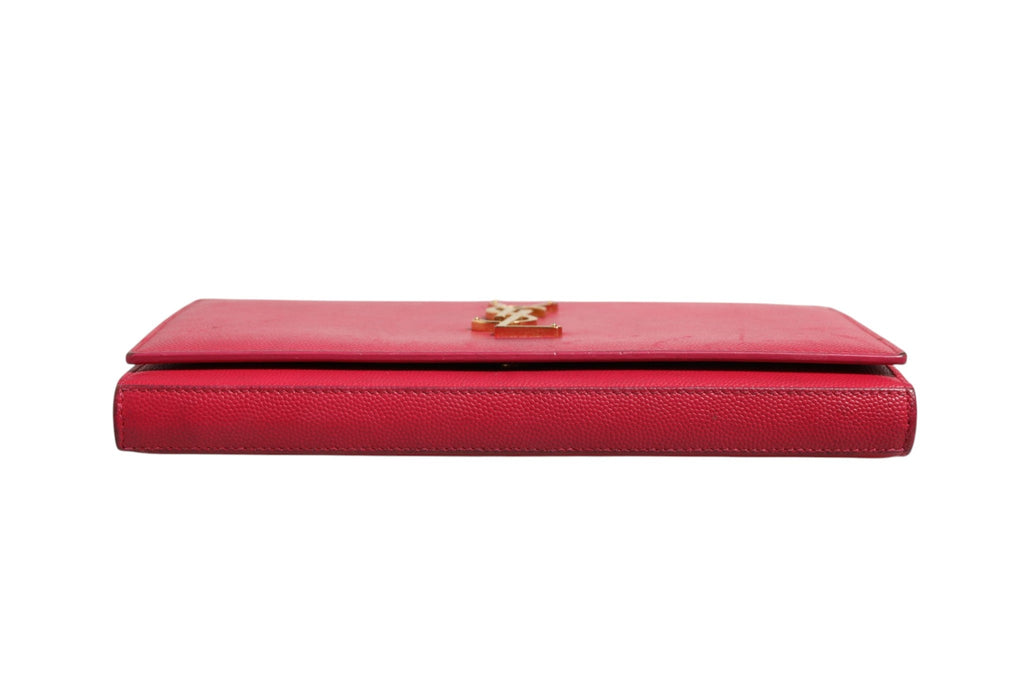 Saint Laurent Red Leather Monogram Wallet on Chain Saint Laurent