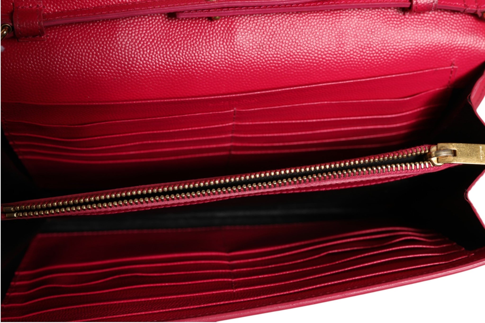 Saint Laurent Red Leather Monogram Wallet on Chain Saint Laurent