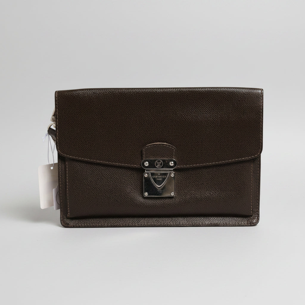 Louis Vuitton Belaia Clutch Taiga Leather Louis Vuitton