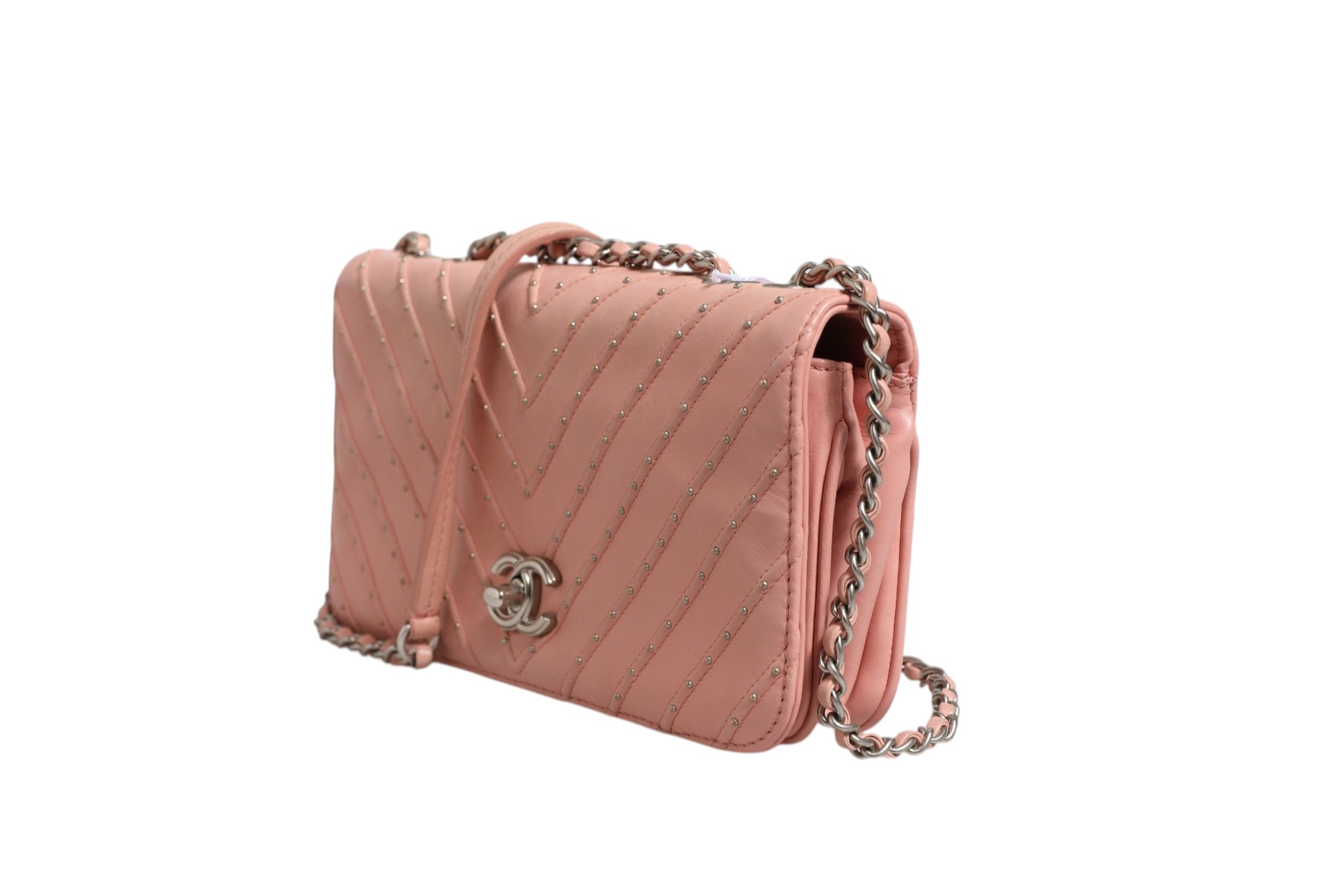Chanel Small Classic Double Flap Bag Light Pink Chevron Chanel