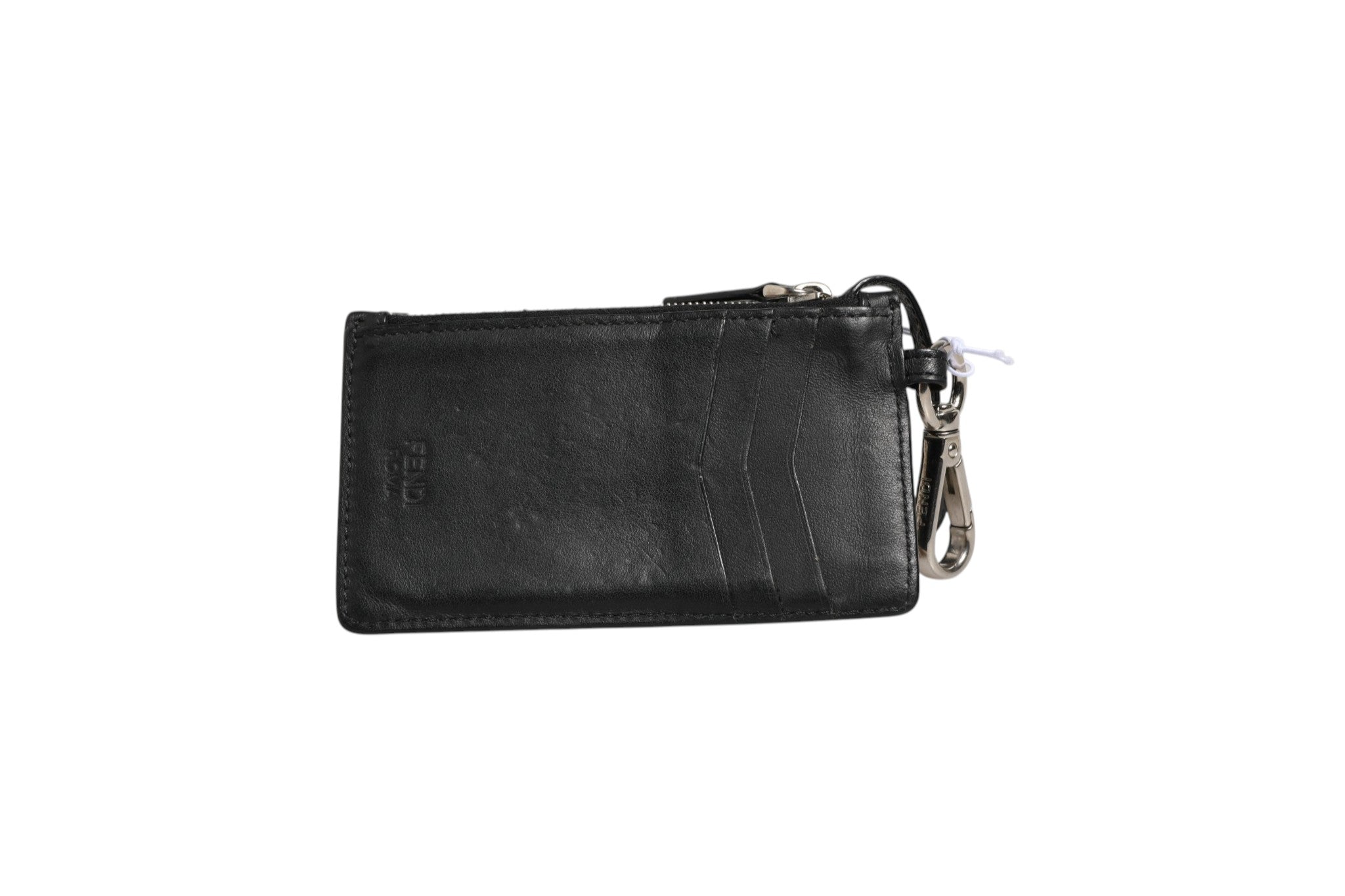 Fendi Vitello Liberty Studded Coin Pouch Key Case Ardesia Fendi