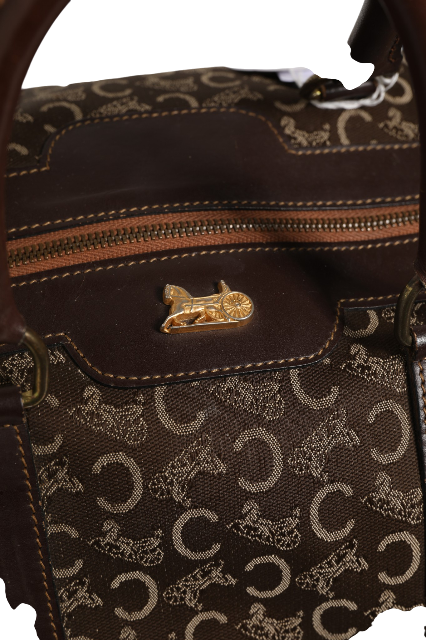 Celine Dark brown and Gold logo duffel Celine