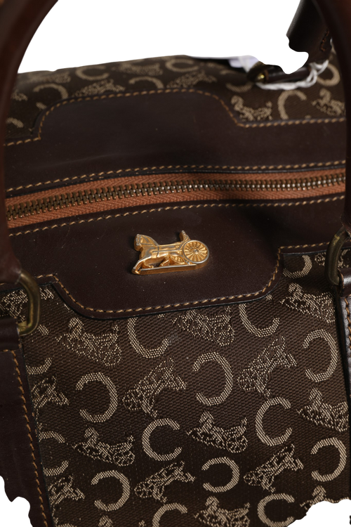 Celine Dark brown and Gold logo duffel Celine