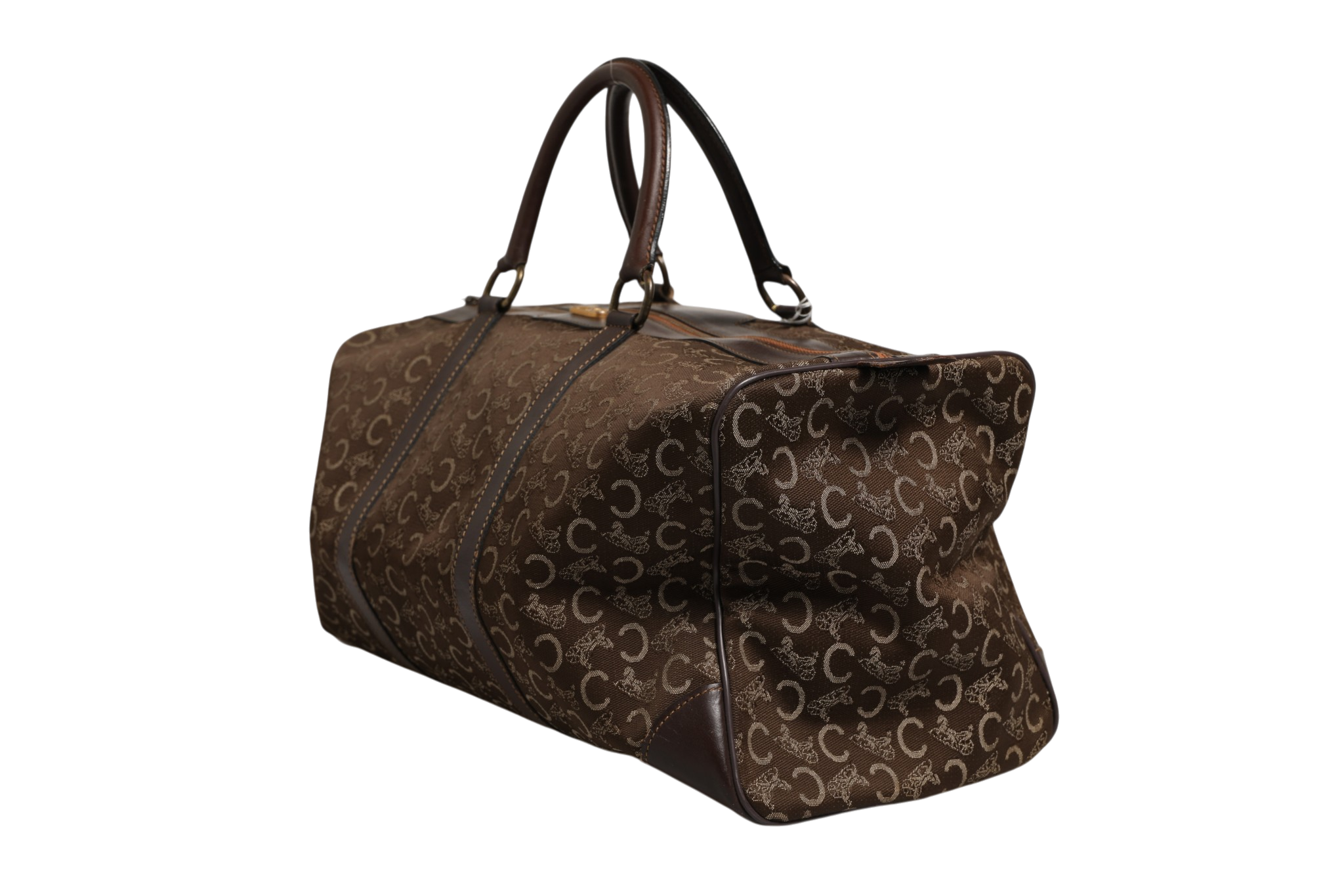 Celine Dark brown and Gold logo duffel Celine