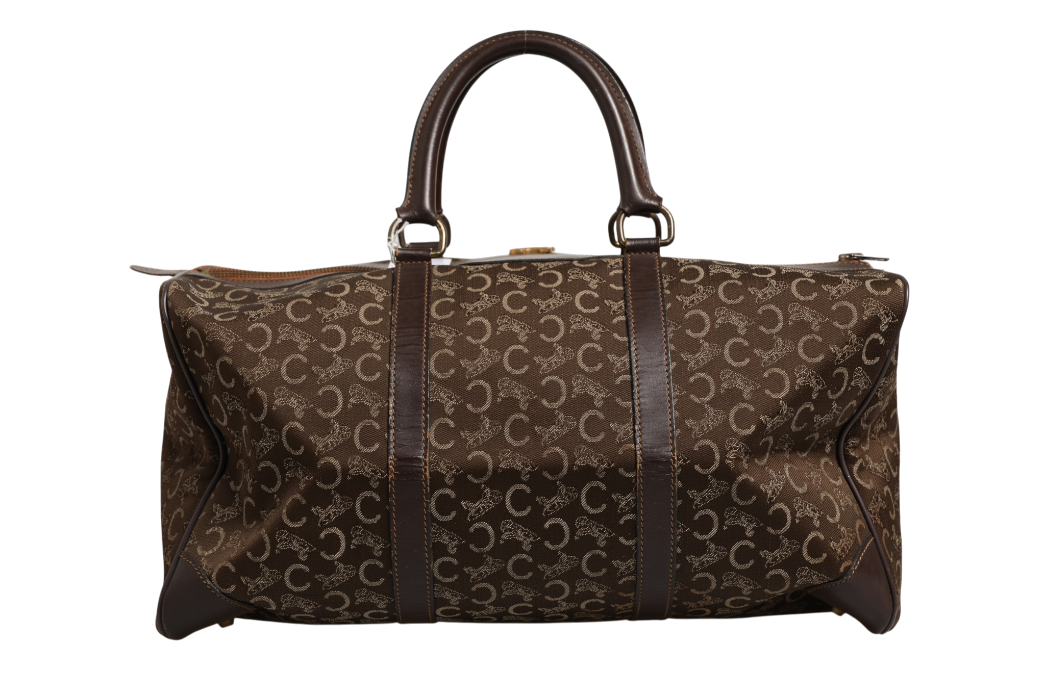 Celine Dark brown and Gold logo duffel Celine