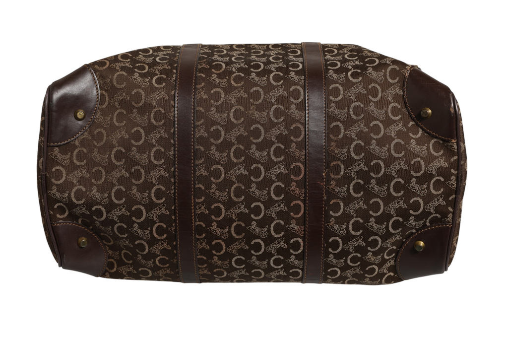 Celine Dark brown and Gold logo duffel Celine