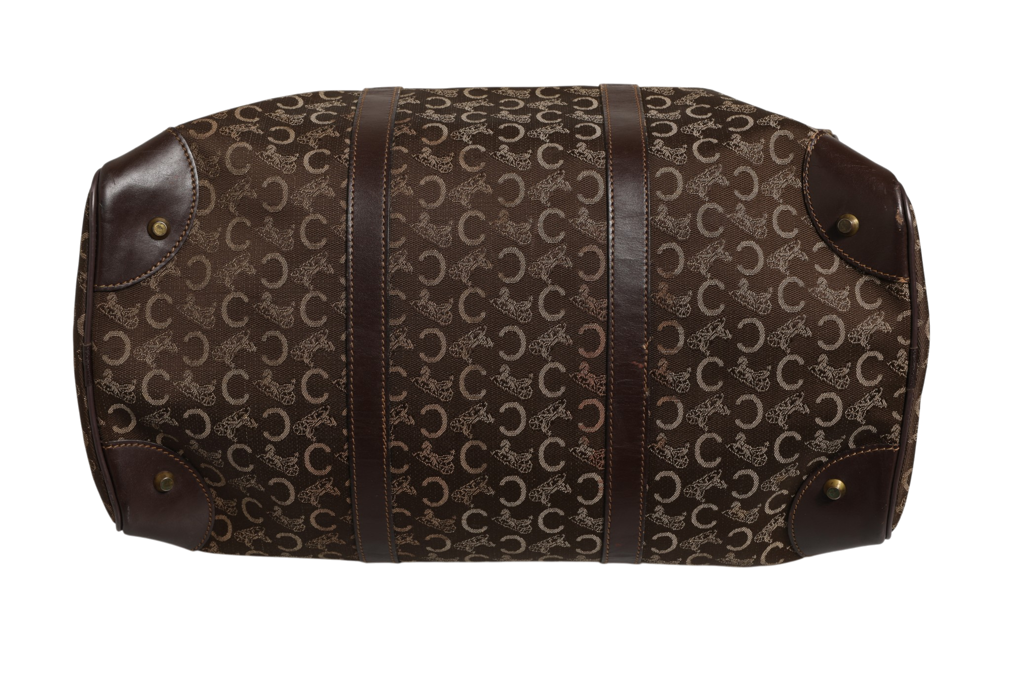 Celine Dark brown and Gold logo duffel Celine