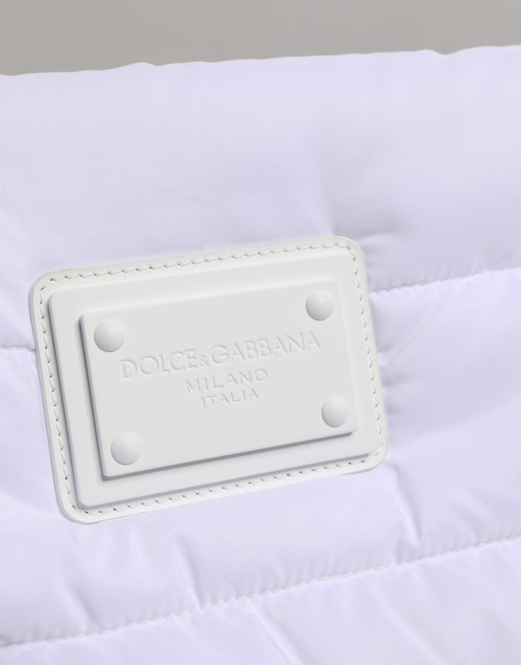 Dolce & Gabbana White Logo Plaque Polyester Quilted Shoulder Borse Bag Dolce & Gabbana