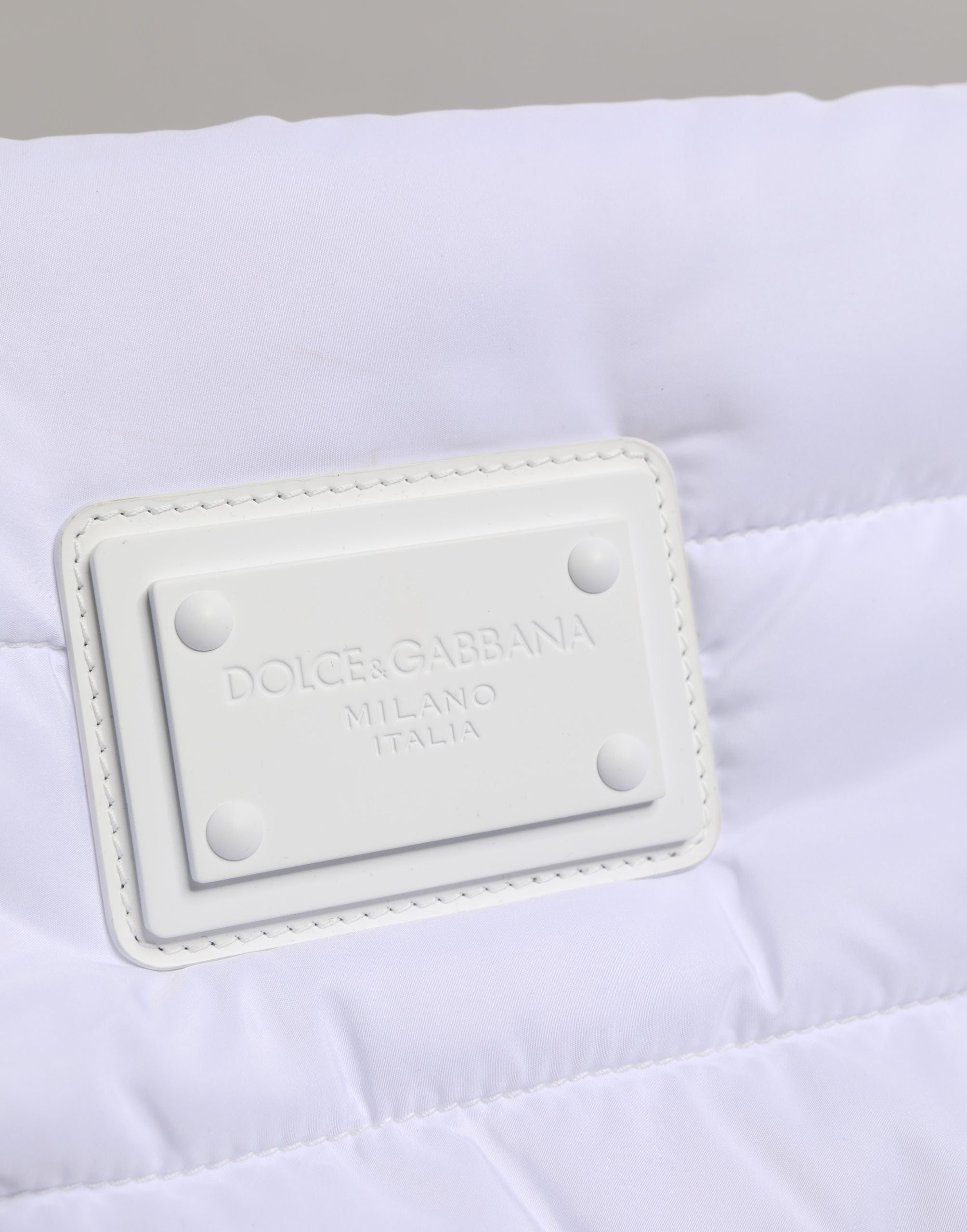 Dolce & Gabbana White Logo Plaque Polyester Quilted Shoulder Borse Bag Dolce & Gabbana