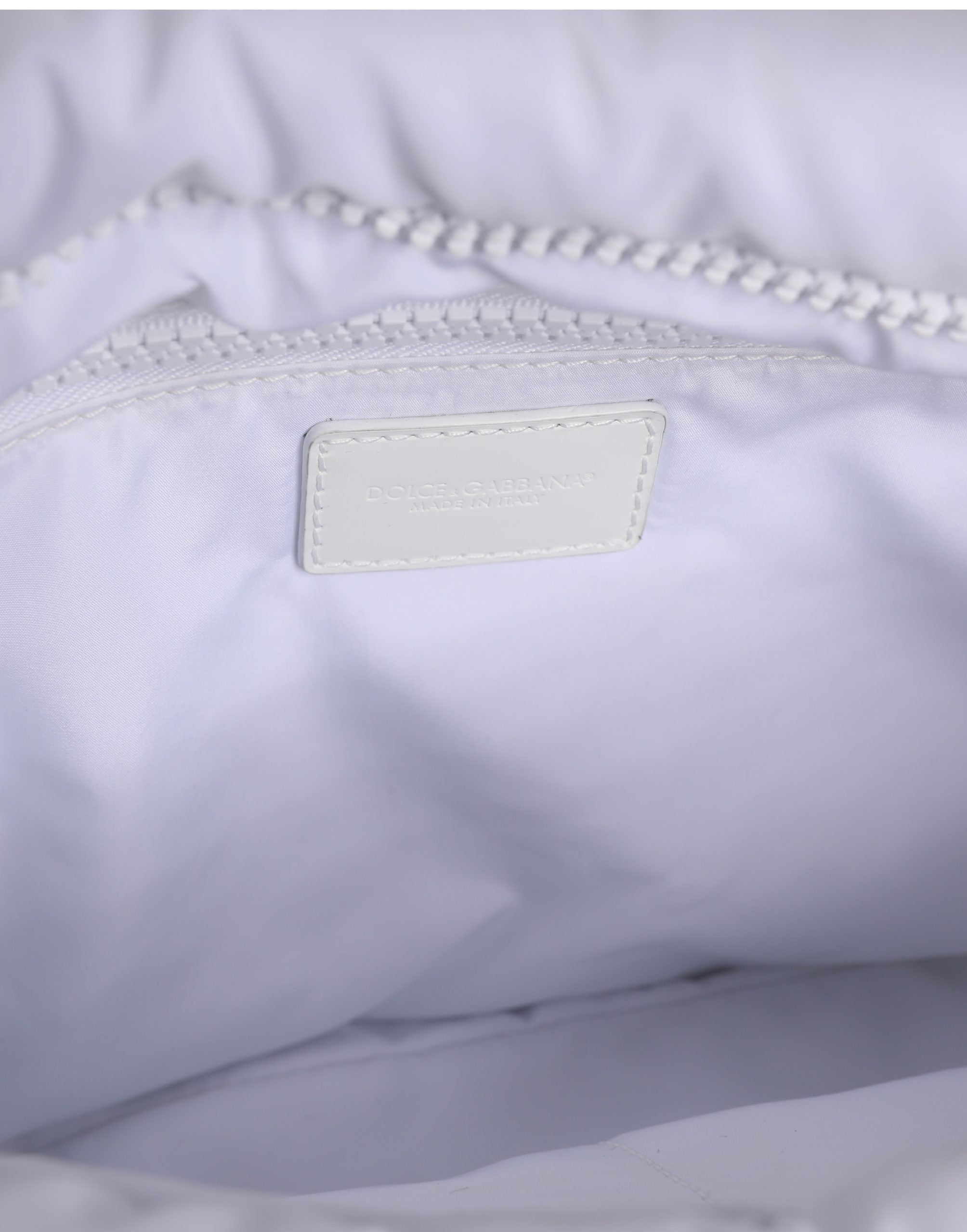 Dolce & Gabbana White Logo Plaque Polyester Quilted Shoulder Borse Bag Dolce & Gabbana