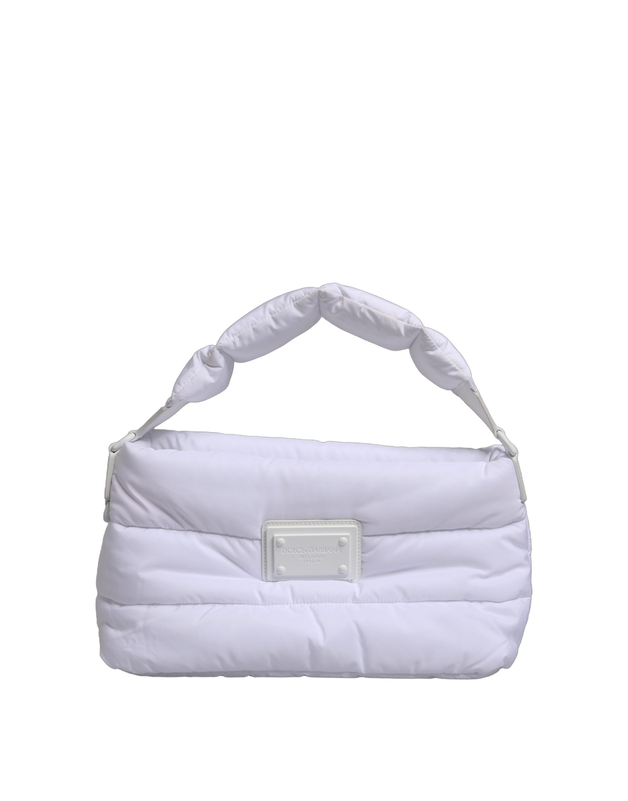 Dolce & Gabbana White Logo Plaque Polyester Quilted Shoulder Borse Bag Dolce & Gabbana
