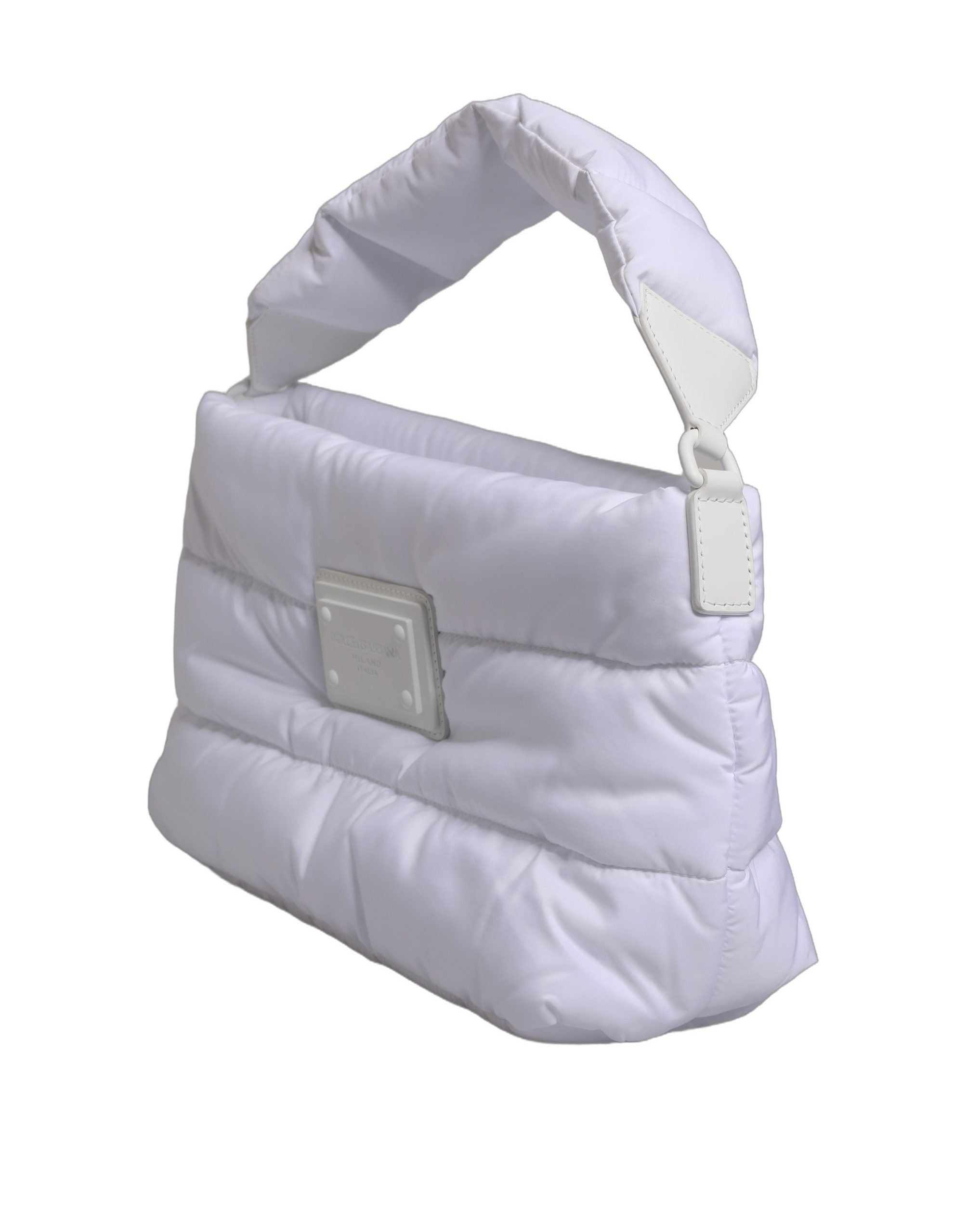 Dolce & Gabbana White Logo Plaque Polyester Quilted Shoulder Borse Bag Dolce & Gabbana