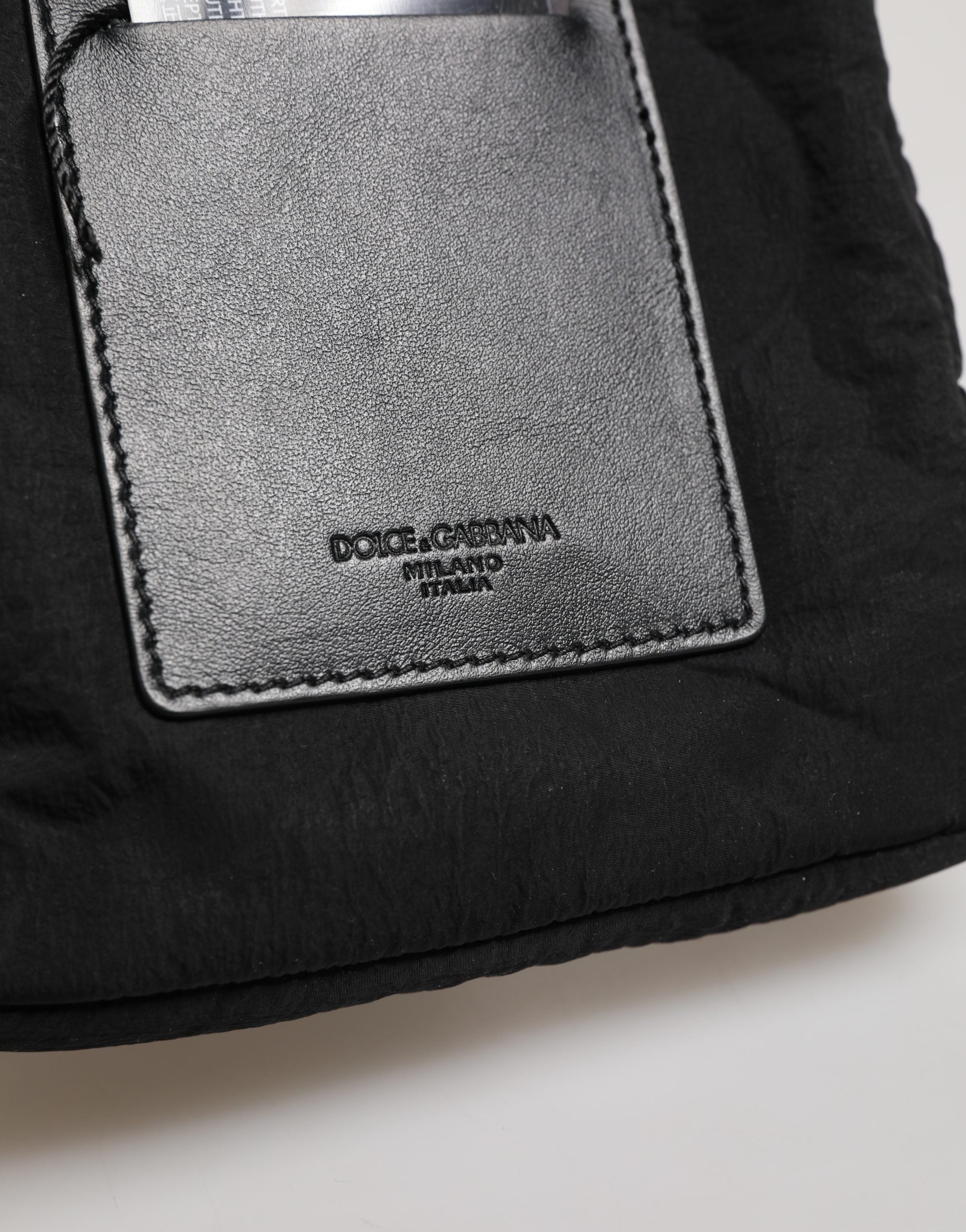 Dolce & Gabbana Black Nylon Rubberized Logo Print Crossbody Borse Bag Dolce & Gabbana