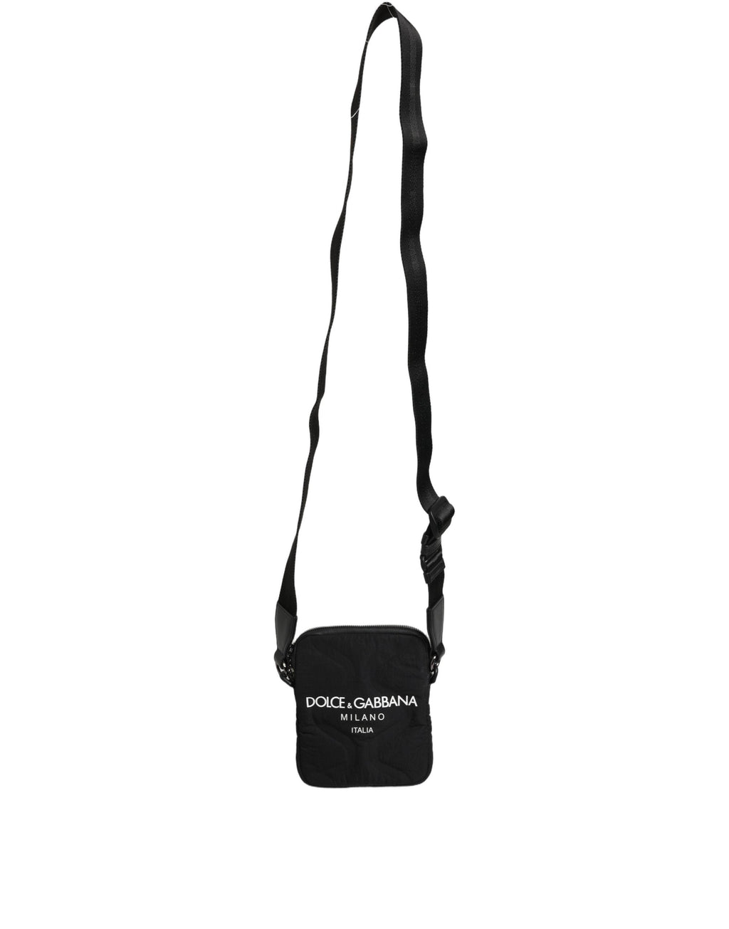 Dolce & Gabbana Black Nylon Rubberized Logo Print Crossbody Borse Bag Dolce & Gabbana