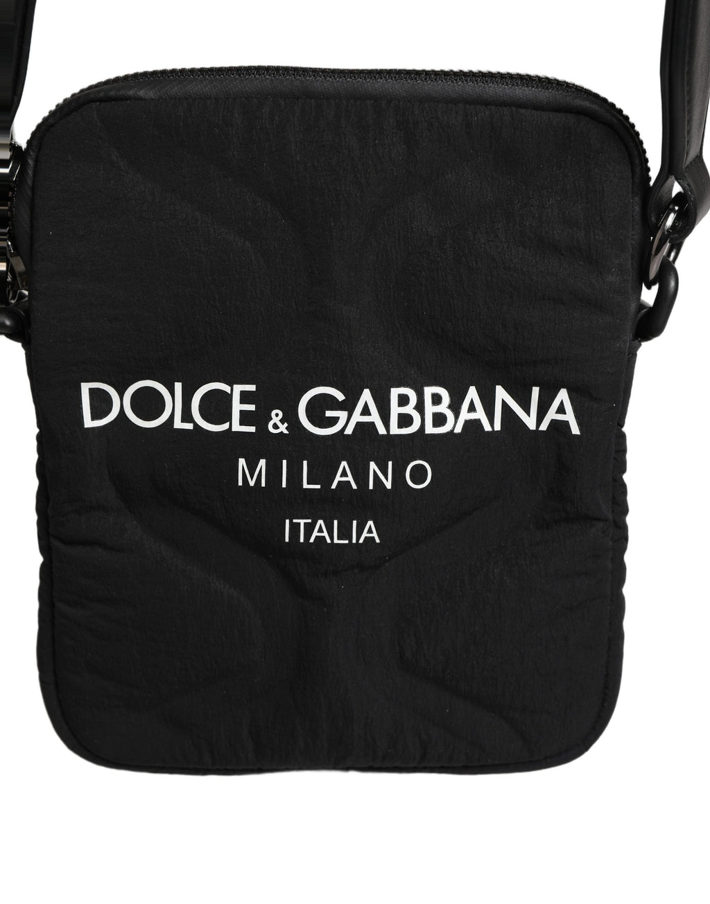 Dolce & Gabbana Black Nylon Rubberized Logo Print Crossbody Borse Bag Dolce & Gabbana