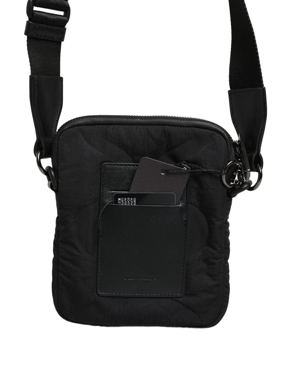 Dolce & Gabbana Black Nylon Rubberized Logo Print Crossbody Borse Bag Dolce & Gabbana