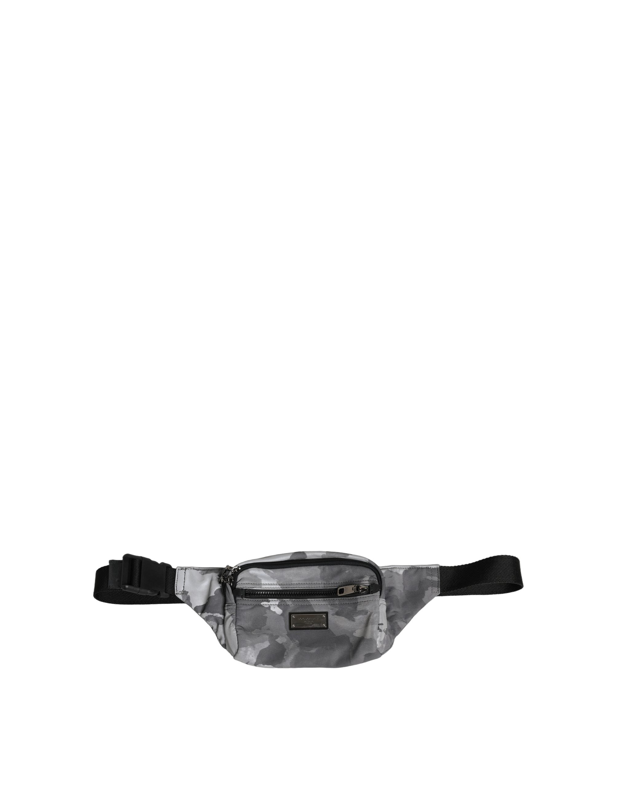 Dolce & Gabbana Black Nylon Brass Plate Camouflage Waist Fanny Pack Bag Dolce & Gabbana