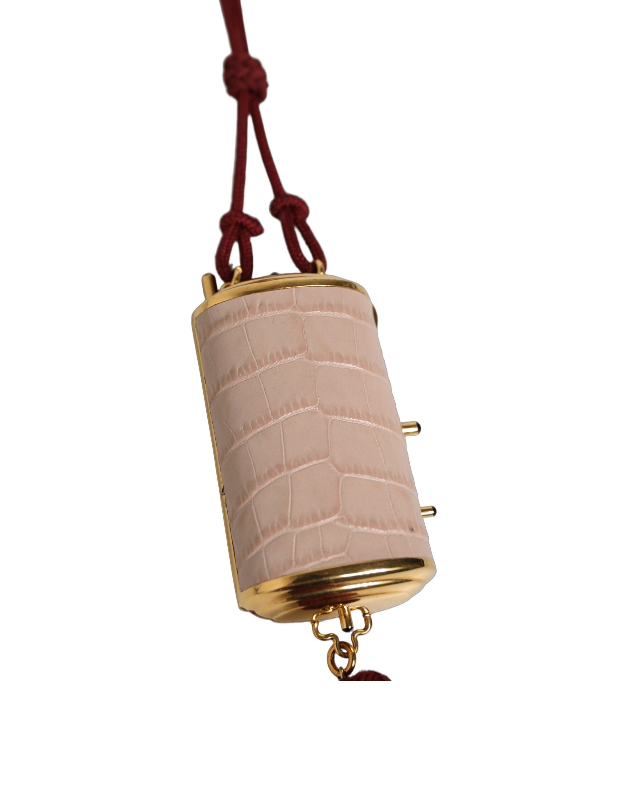 Dolce & Gabbana Pink Exotic Leather Mini Mirror Tassel Makeup Bag Dolce & Gabbana