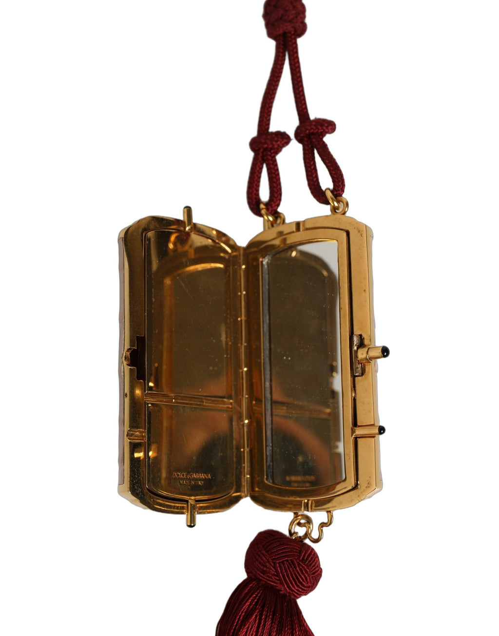 Dolce & Gabbana Pink Exotic Leather Mini Mirror Tassel Makeup Bag Dolce & Gabbana