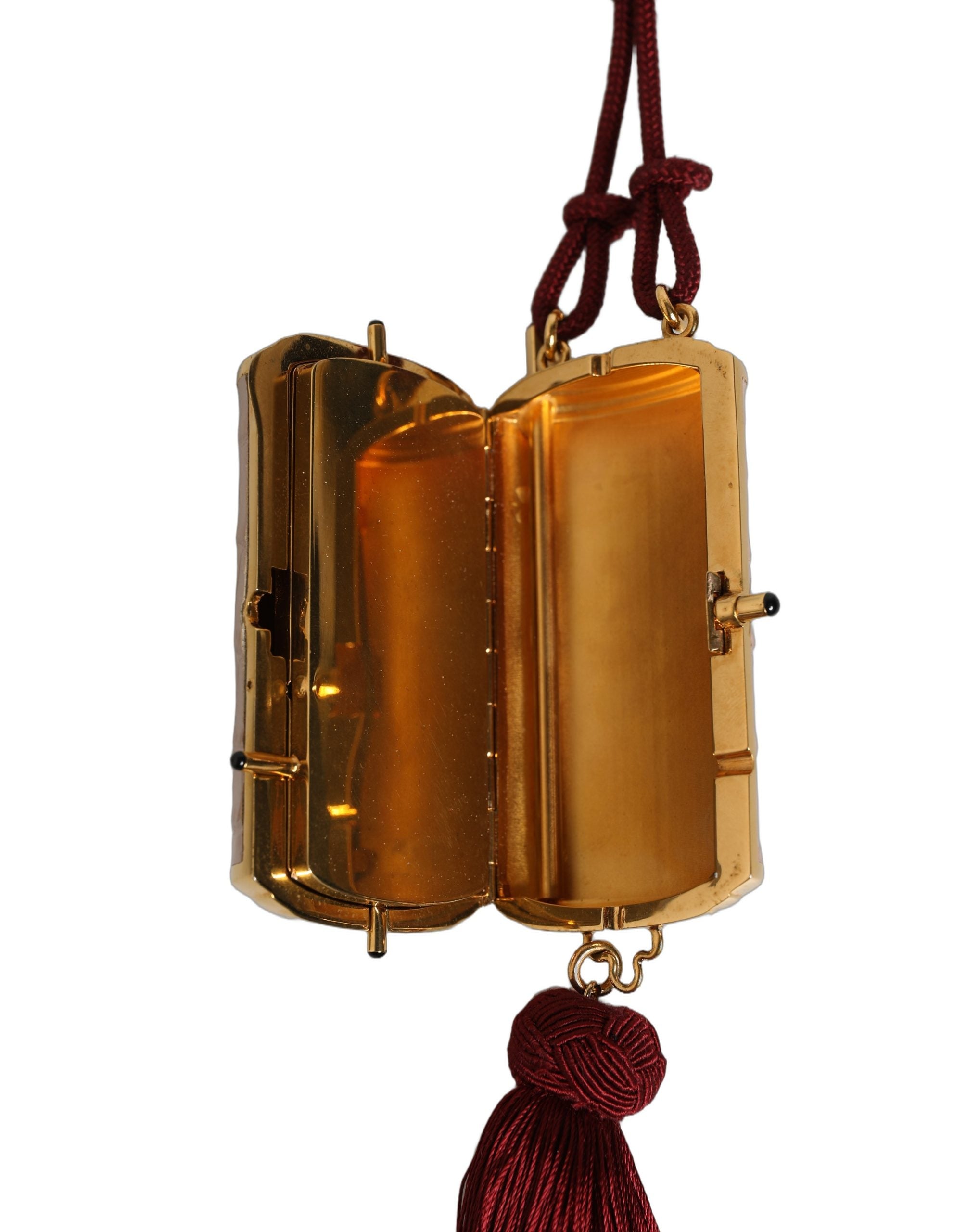 Dolce & Gabbana Pink Exotic Leather Mini Mirror Tassel Makeup Bag Dolce & Gabbana
