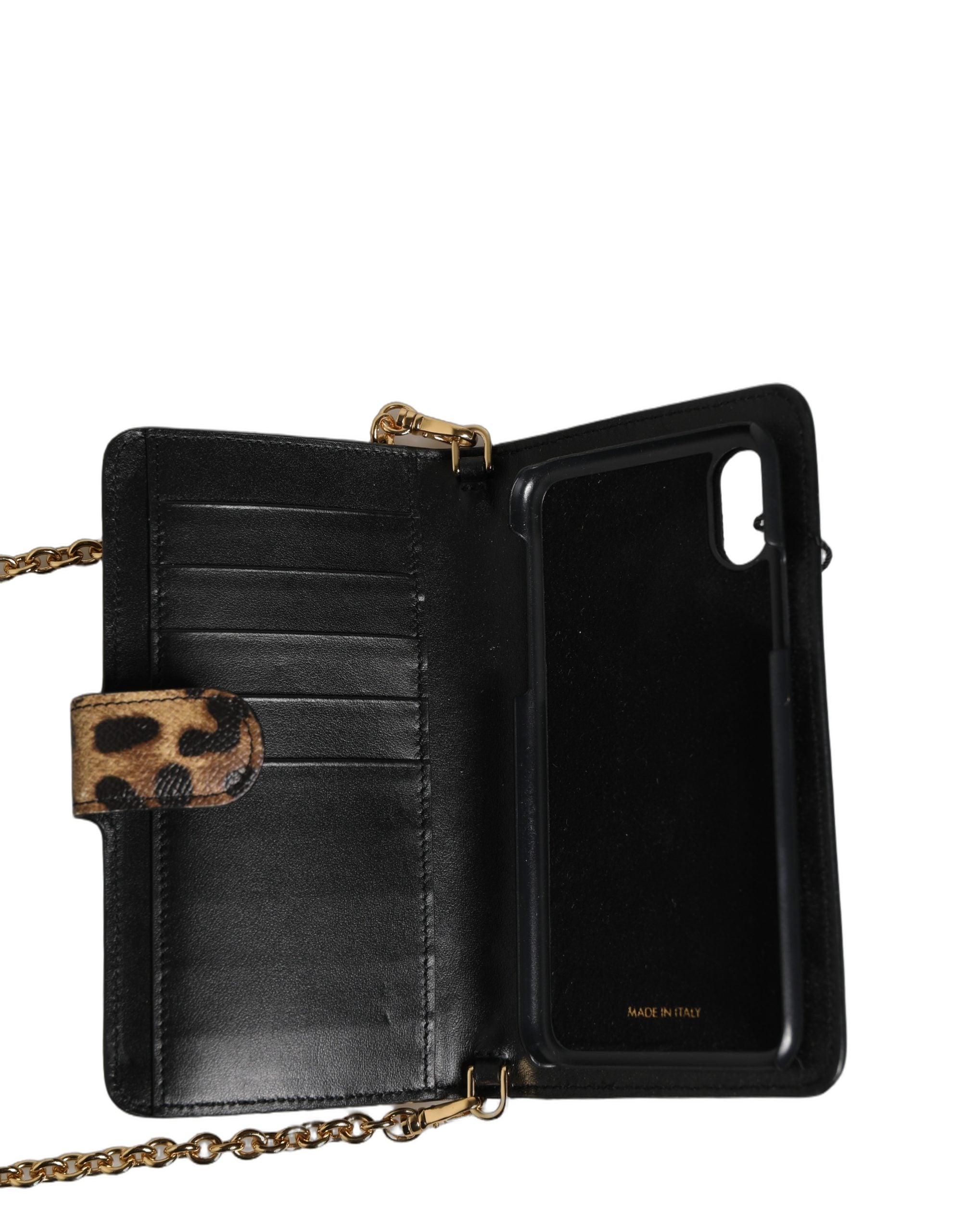 Dolce & Gabbana Flip Cover Brown Leopard Crystal iPhone X - XS Case Dolce & Gabbana