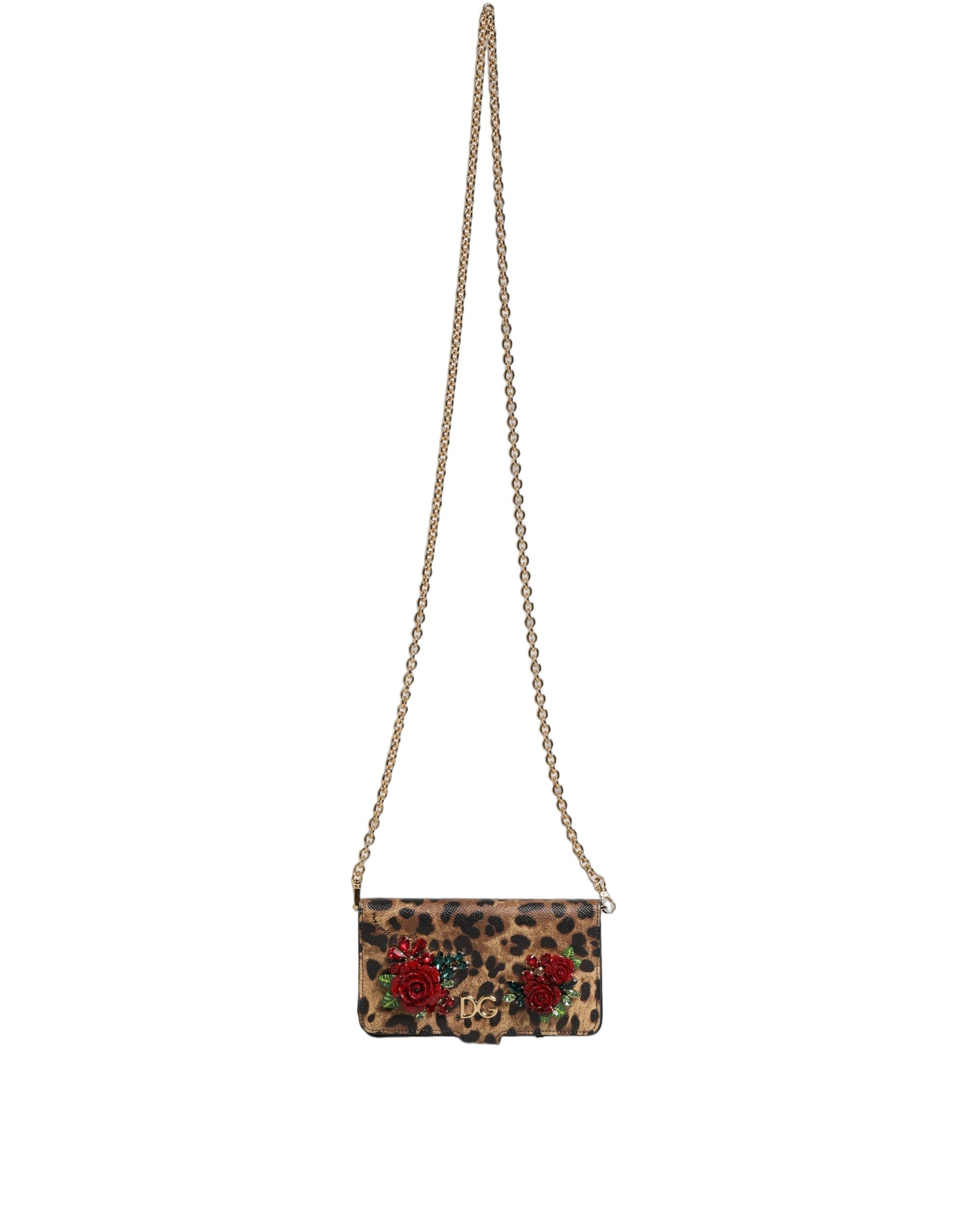 Dolce & Gabbana Flip Cover Brown Leopard Crystal iPhone X - XS Case Dolce & Gabbana