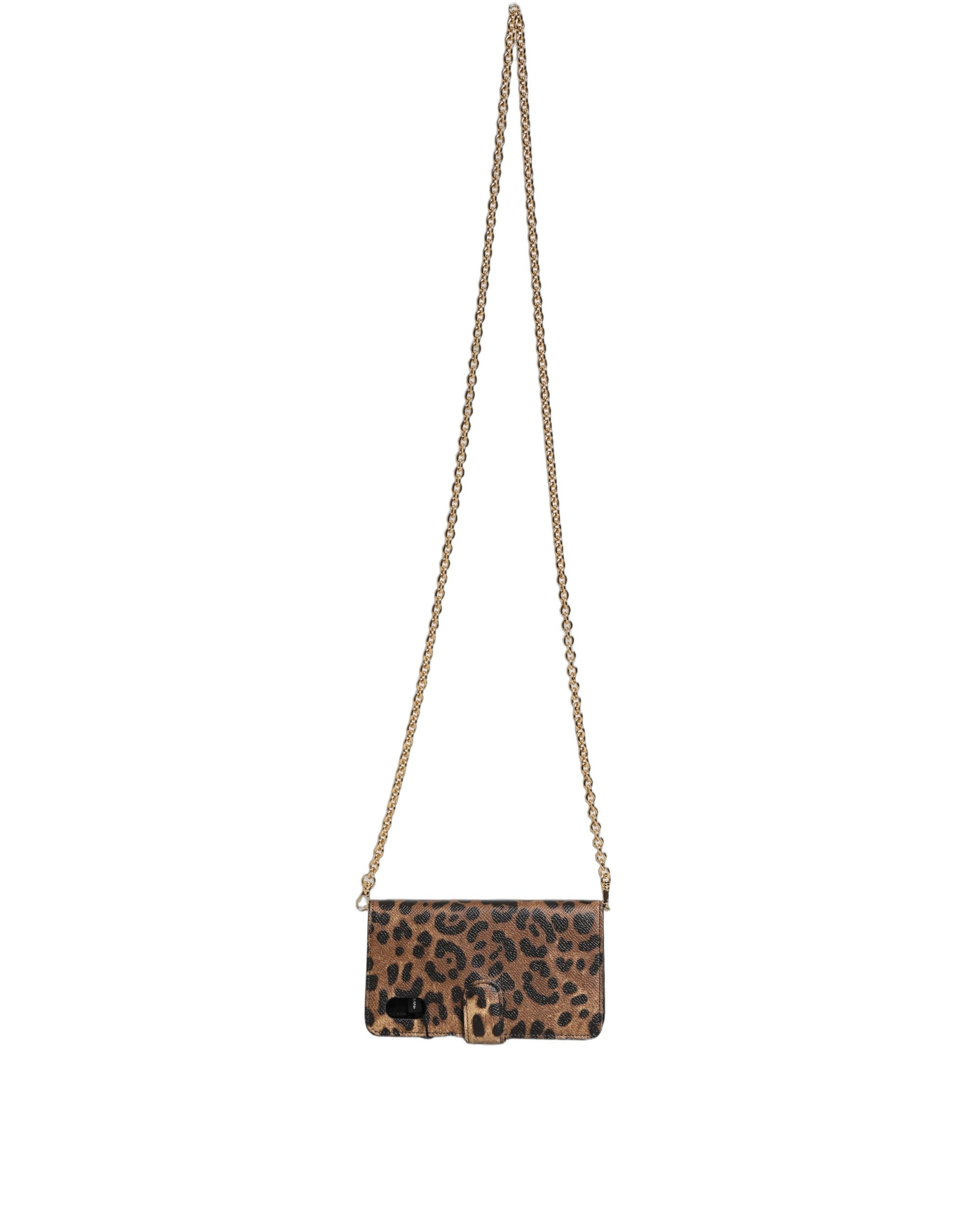 Dolce & Gabbana Flip Cover Brown Leopard Crystal iPhone X - XS Case Dolce & Gabbana