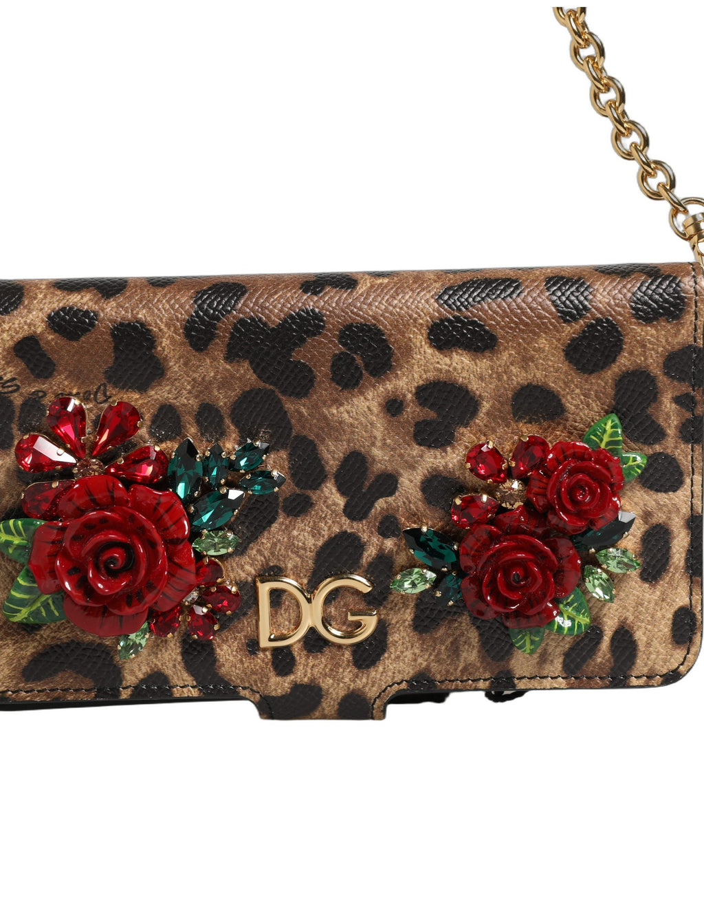 Dolce & Gabbana Flip Cover Brown Leopard Crystal iPhone X - XS Case Dolce & Gabbana