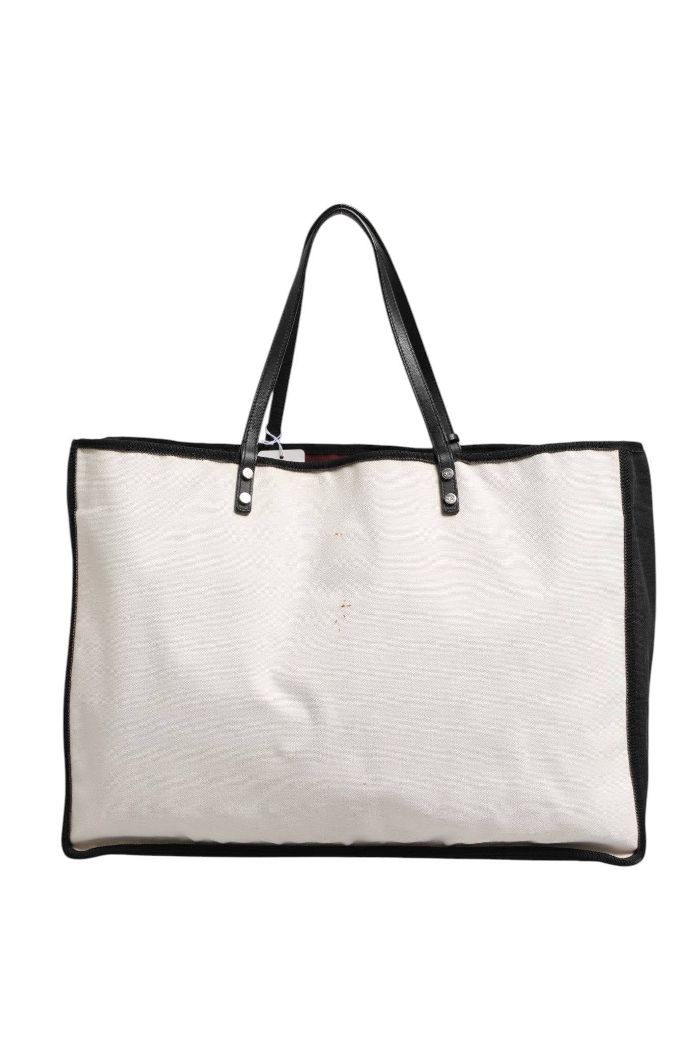 Chanel Ladies First White and Black Canvas Shopper Tote Bag Chanel