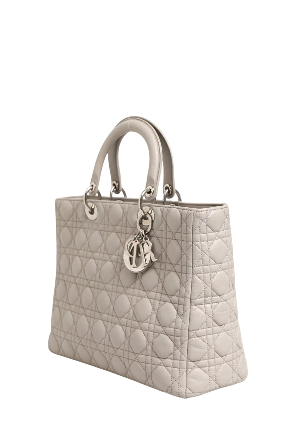 Christian Dior Lady Dior Large Grey Cannage Lambskin Bag Christian Dior